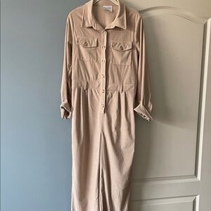 Women's corduroy Button-Front Jumpsuit